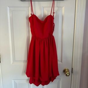 lucy in the sky janey chiffon a-line dress in deep red size medium!